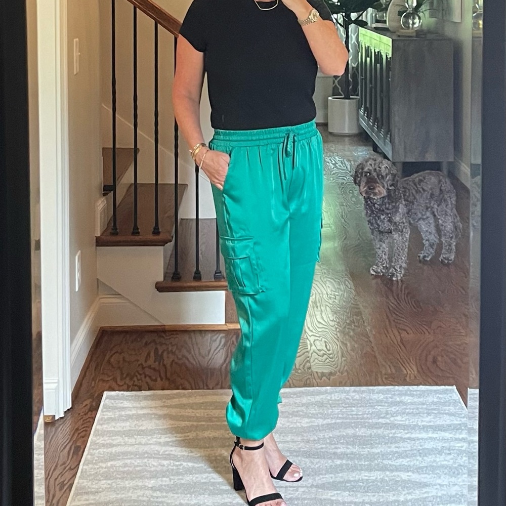 Green Sateen Joggers